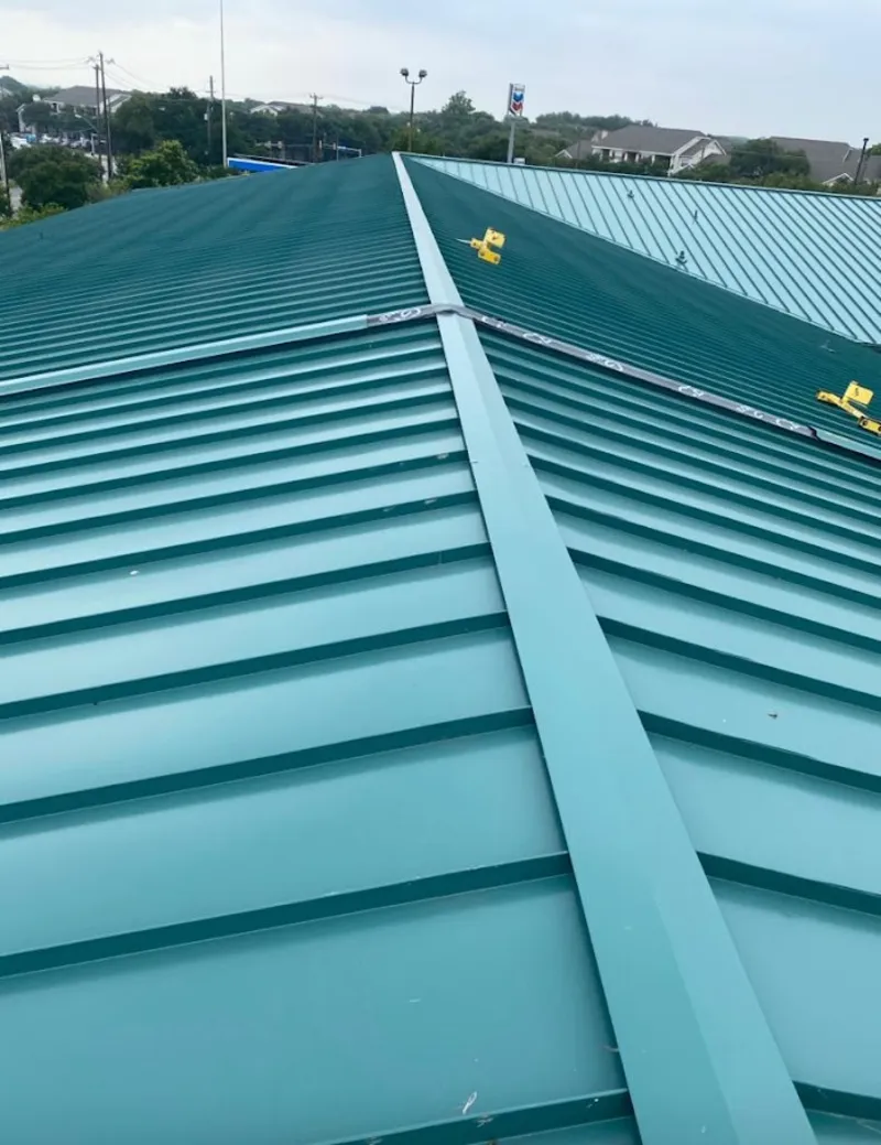 Green commercial metal roof ridge and valley for Metal Roof Repair in Florida City